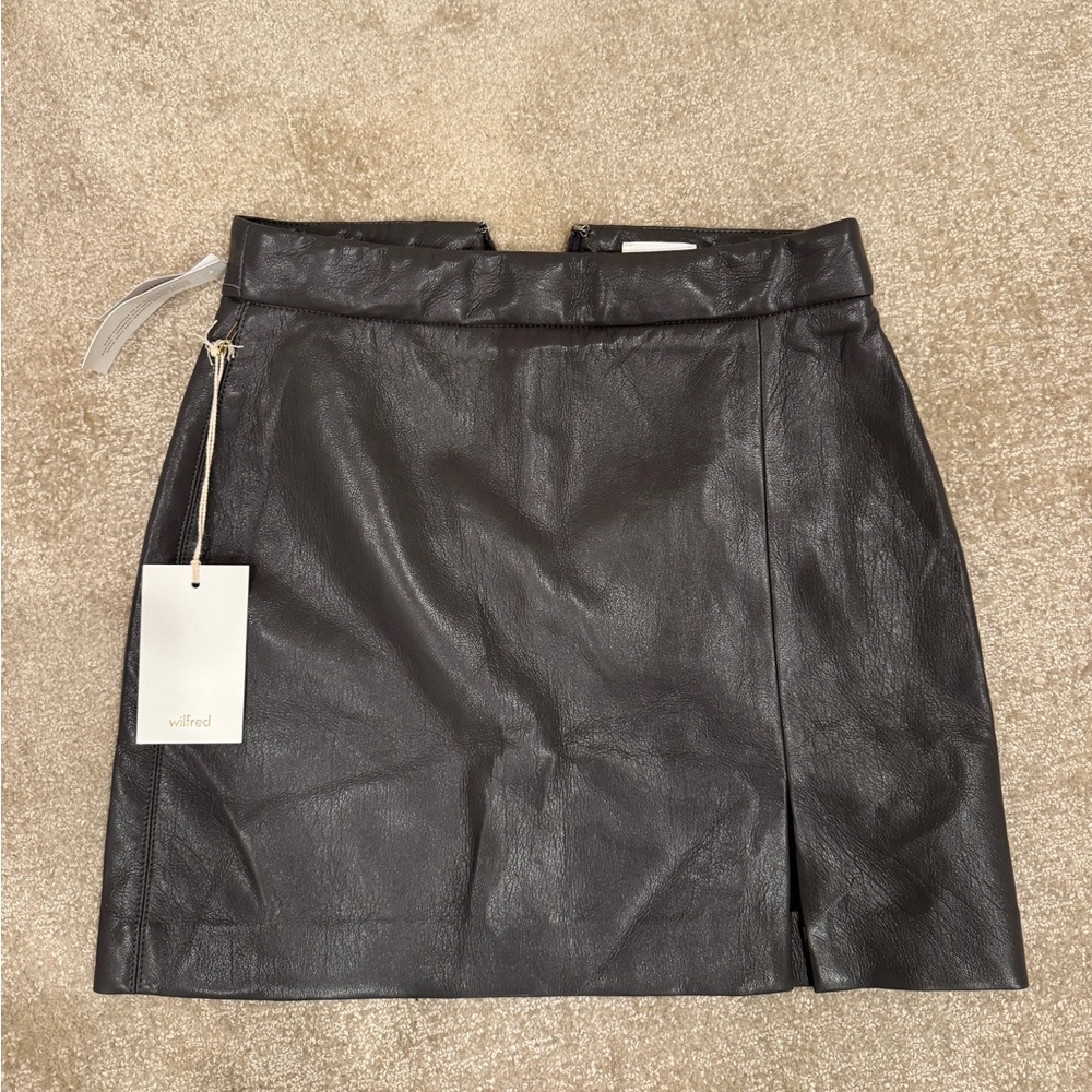 Wilfred Charcoal Leather Mini Skirt